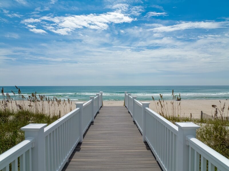 Boardwalk over the dunes to the beach
